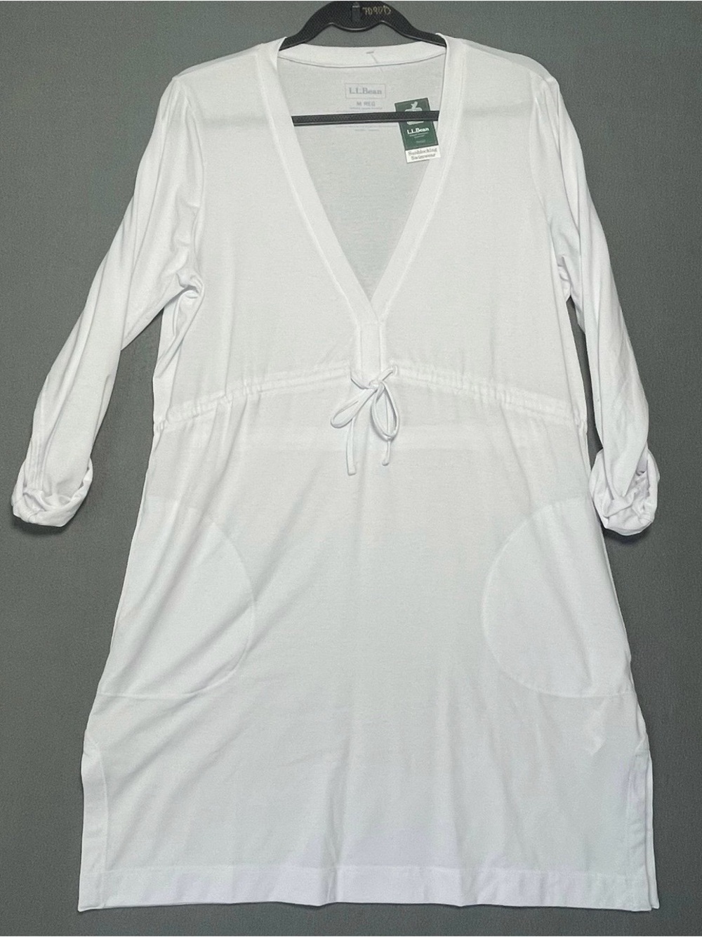 L.L.Bean UPF 50+ White Cover Up Dress Womens Medium Beach Resort Travel NWT